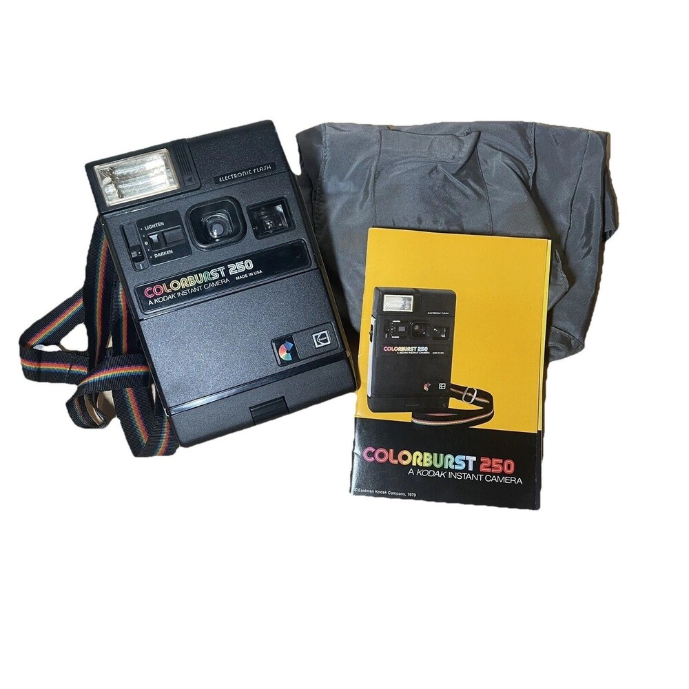 Vintage Kodak Colorburst 250 Instant Film Camera w/ Strap Case Manual Untested